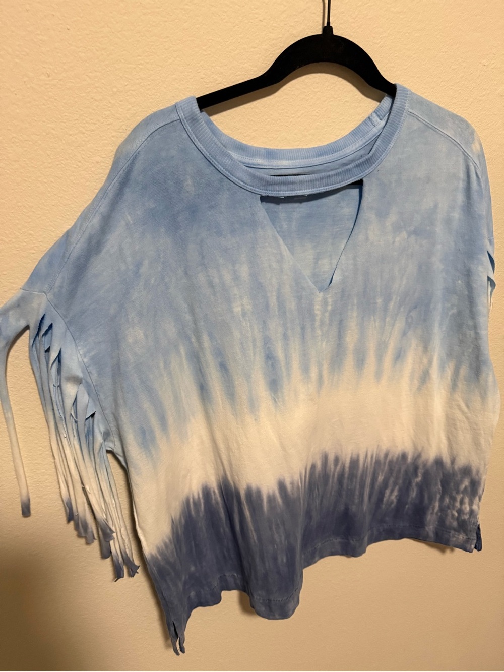 Tie-Dye Fringe Short Sleeve Top